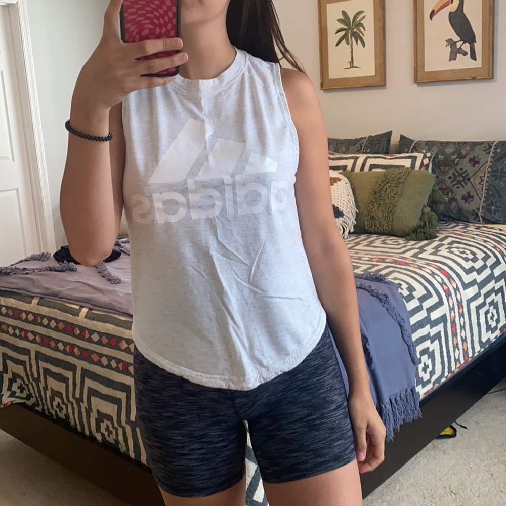 Adidas white muscle tank